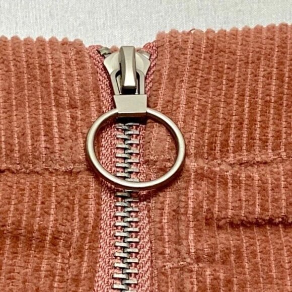ee:some Women's Mini Skirt Large Burnt Orange Corduroy Pockets Full Front Zipper - Picture 15 of 15
